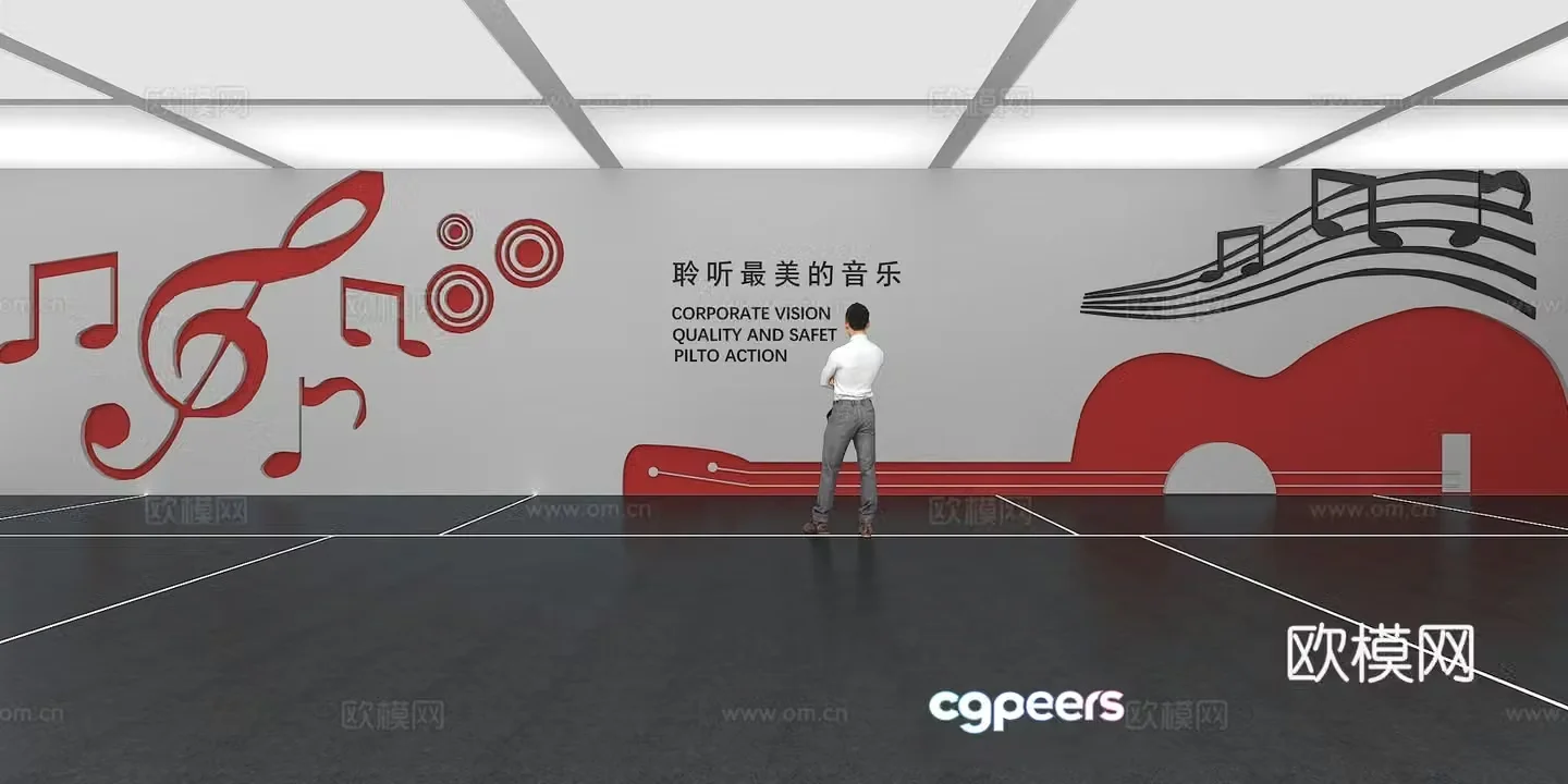 Cultural wall Music culture wall Display wall Classroom Exhibition hall Campus culture Corridor Teaching 3D model
