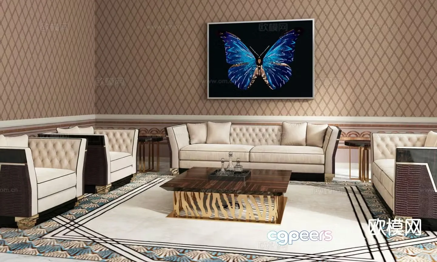 visionnaire italian sectional sofa 3d model