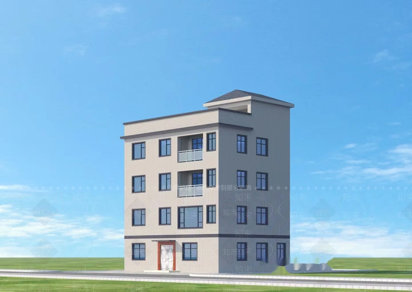 A Tall Multi-Story Building With A Flat Roof And Rectangular Shape 3D Model – 14437 – VRAY Render