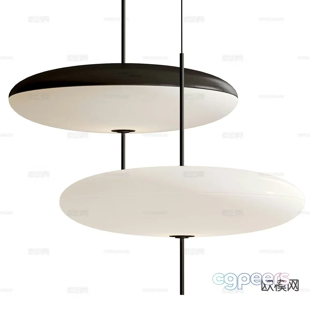 Modern disc chandelier 3d model