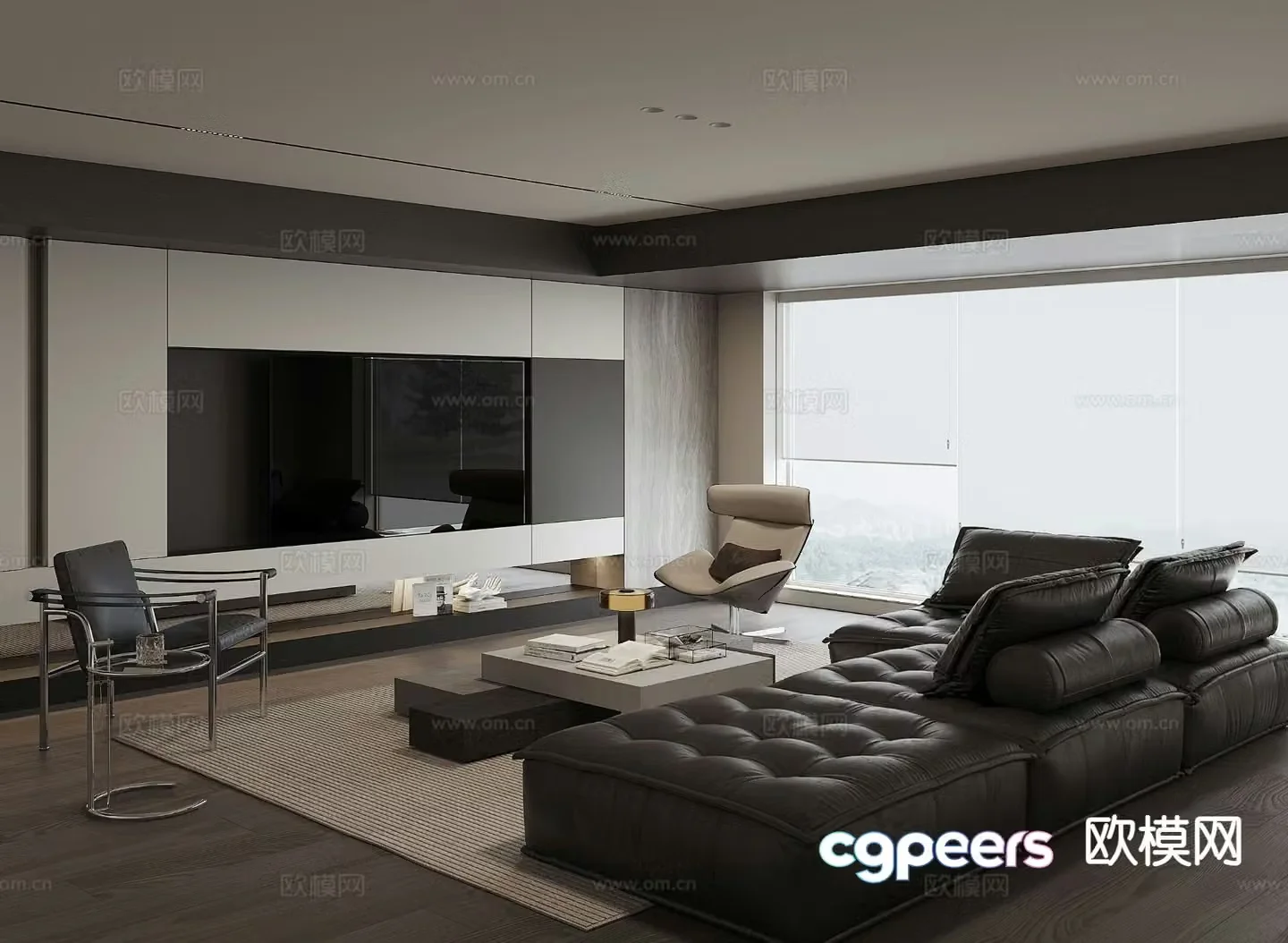 Premium gray living room 3d model