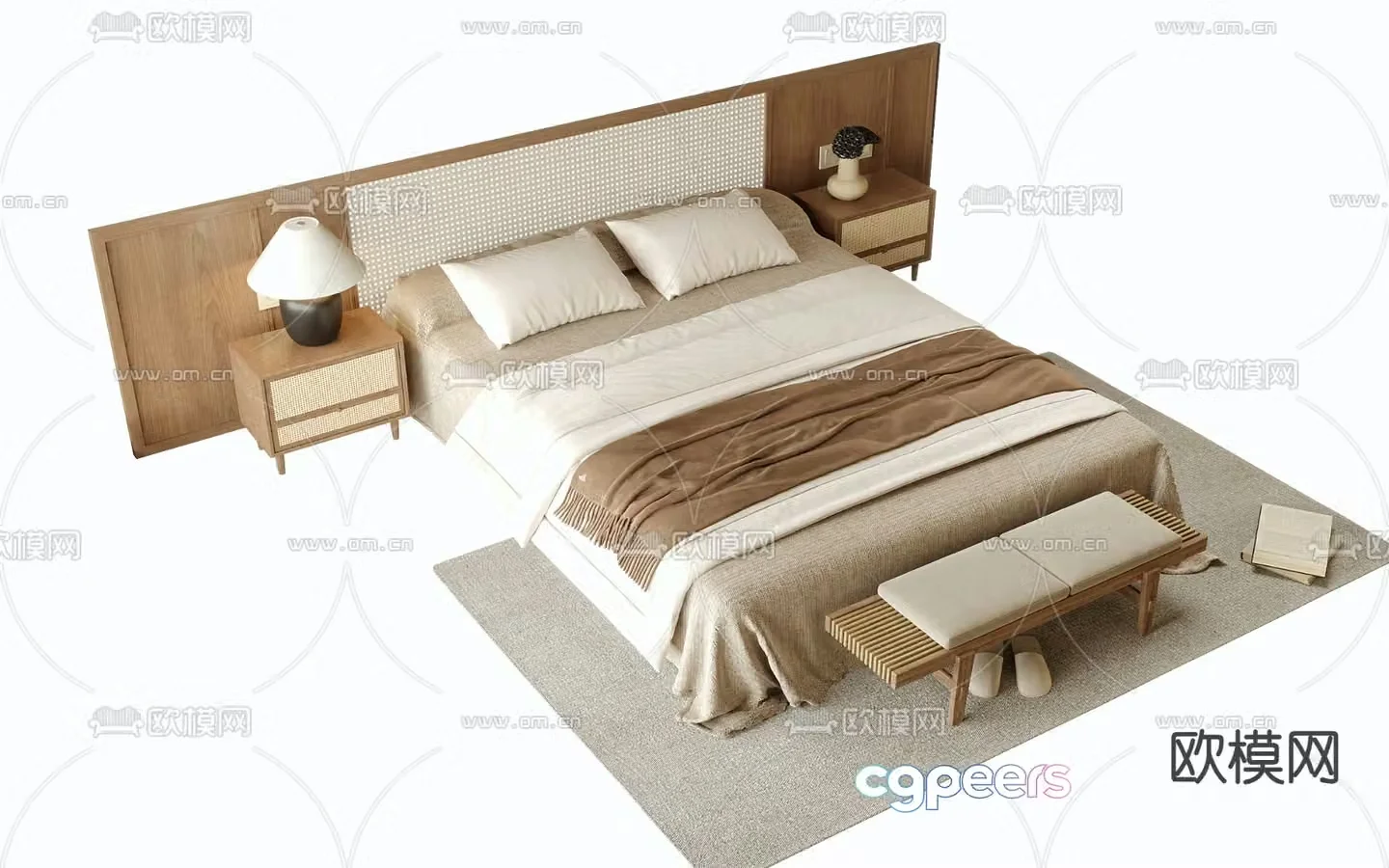 Medieval style double bed 3d model