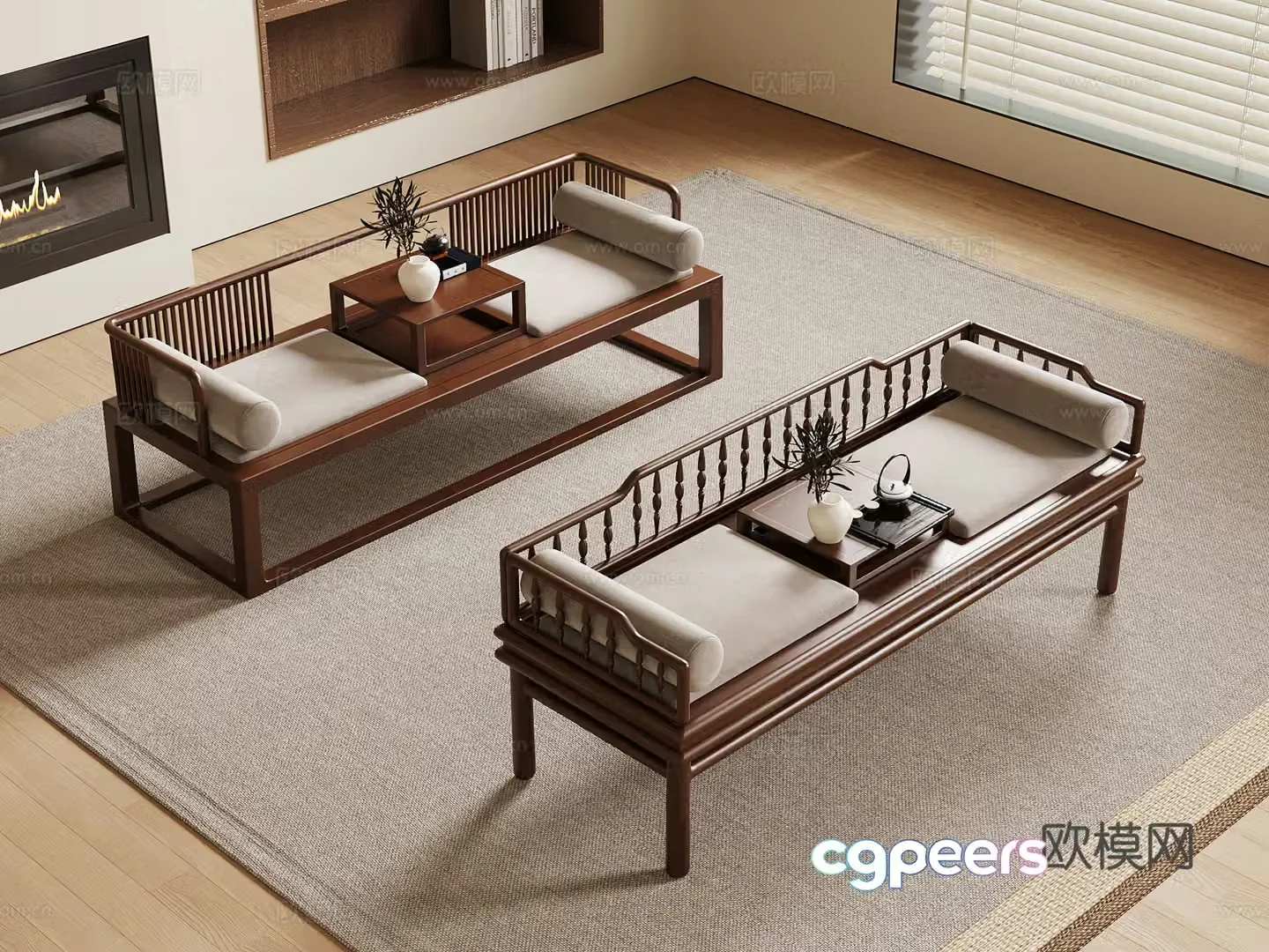 Arhat bed New Chinese Arhat bed Arhat collapse 3D model