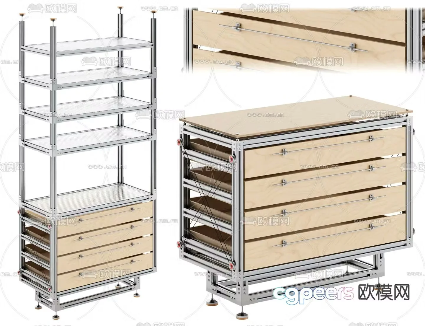Aluminum profile storage cabinet storage rack 3D model