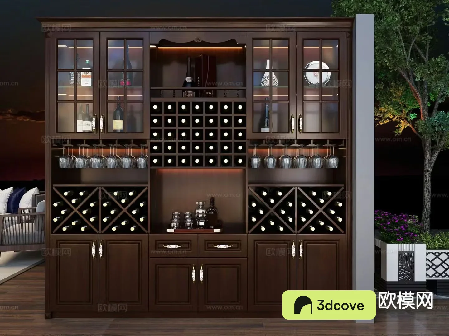 Log wine cabinet