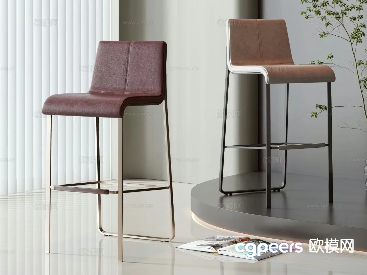 Modern bar chair bar stool 3d model