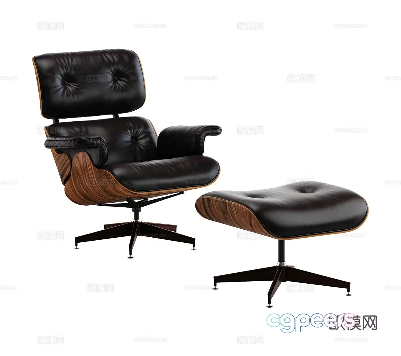 Eames Bauhaus Eames lounge chair Leather office chair Foot 3d model