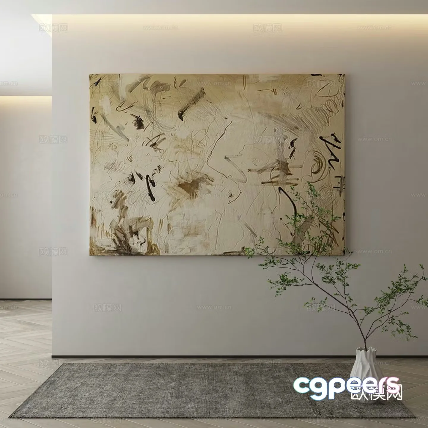 Modern texture painting decorative painting 3d model