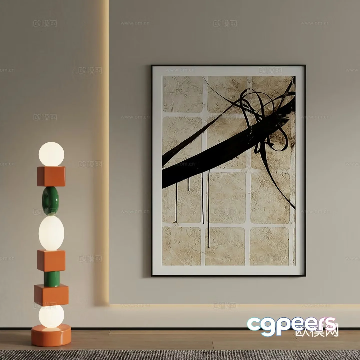 Modern decorative painting Floor lamp 3d model