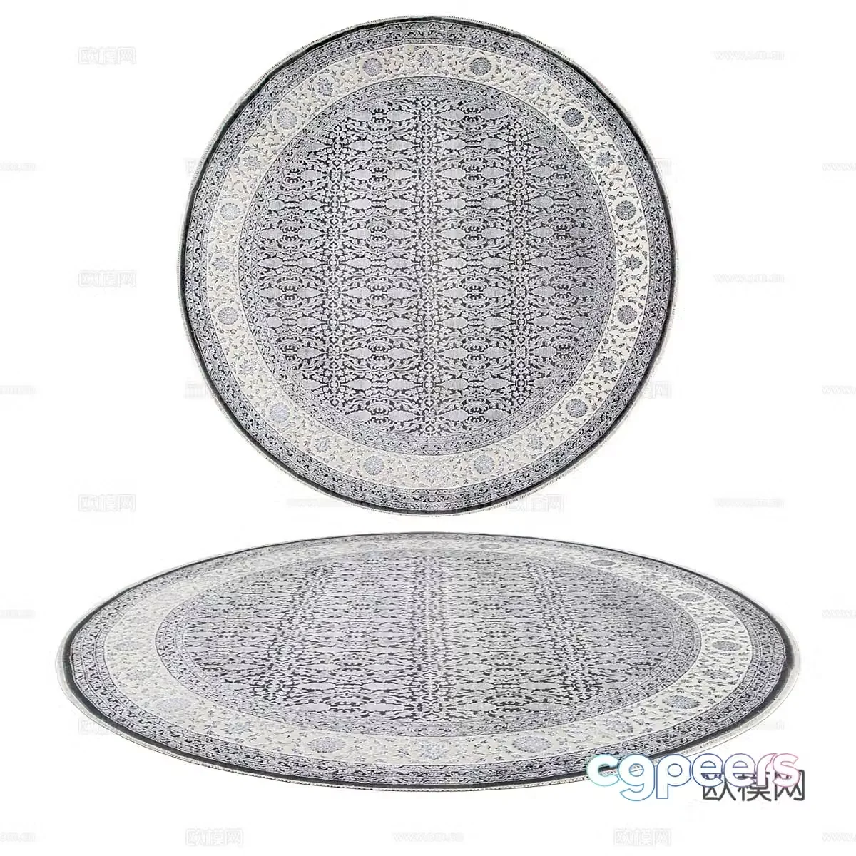 New Chinese style round carpet 3d model