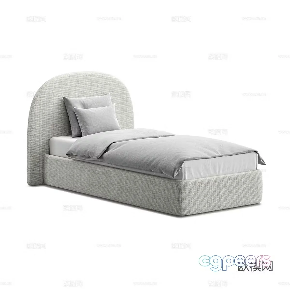Modern simple single bed single bed pillow 3d model