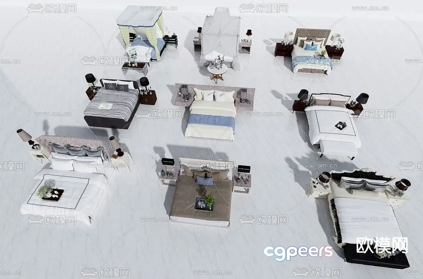 Modern double bed 3d model
