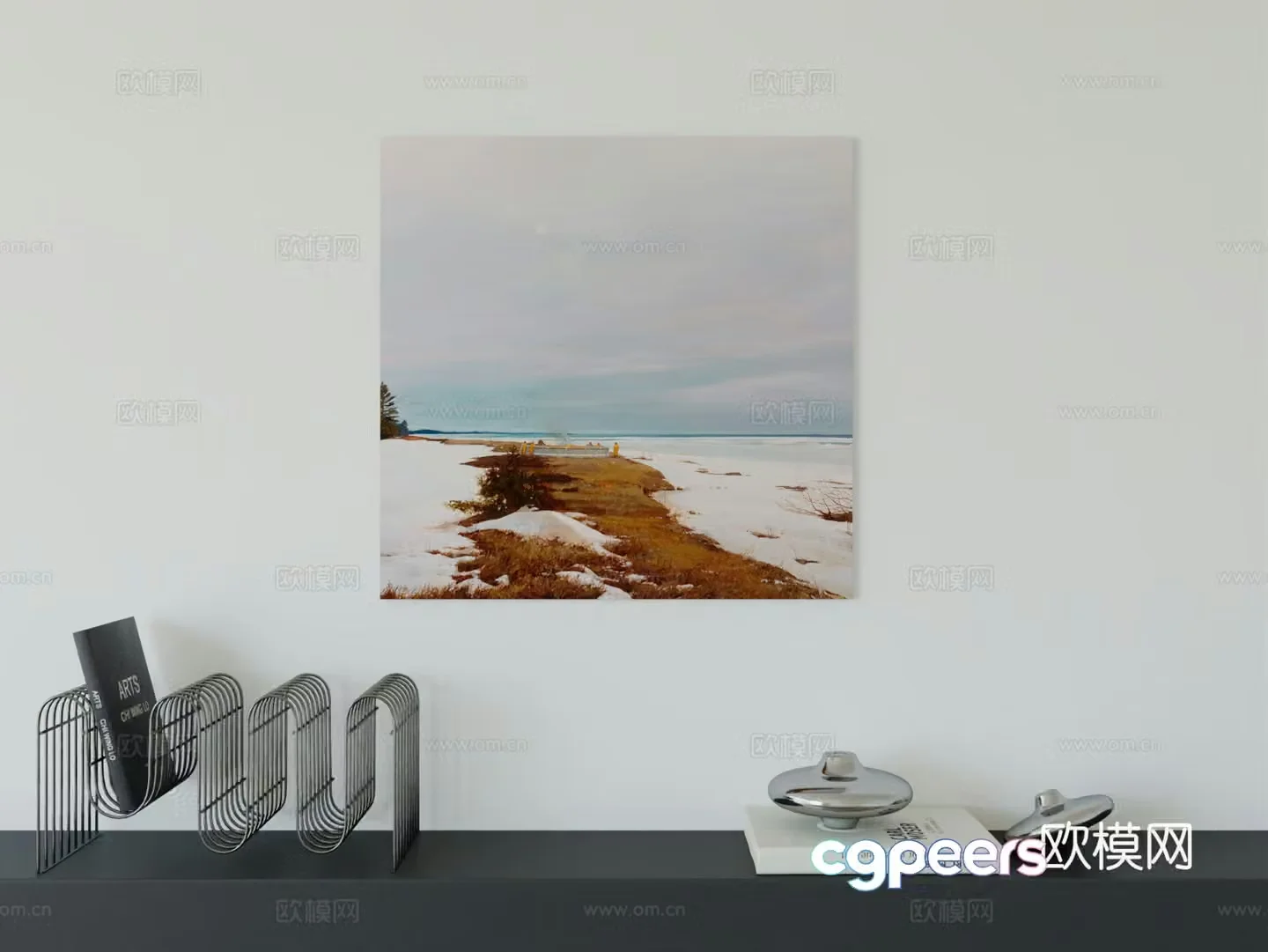 Modern minimalist hanging painting Bauhaus art hanging painting 3d model