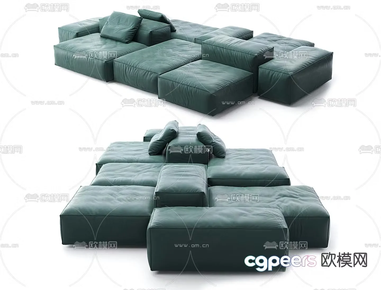 Flexform upholstered sofa module sofa 3d model