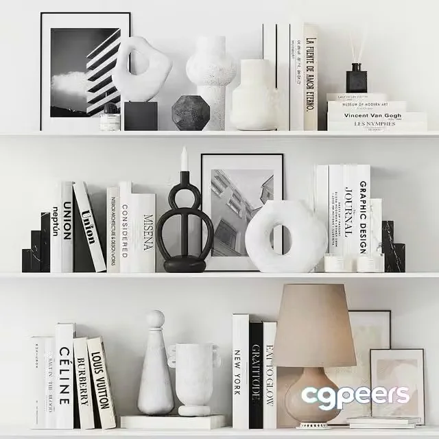 3ds Max Free – Decorative set 12 with vases and lamp