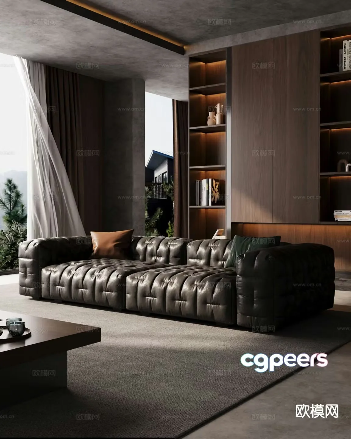 Italian sofa double sofa leather sofa 3D model