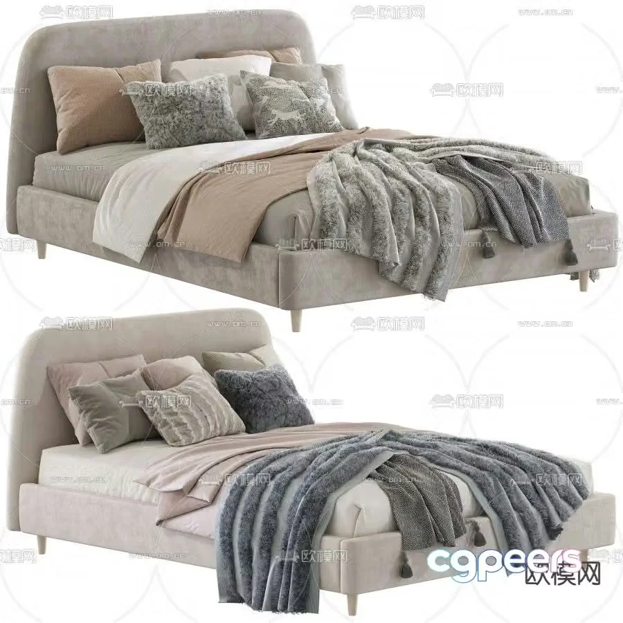 Modern fabric children’s bed double bed 3d model