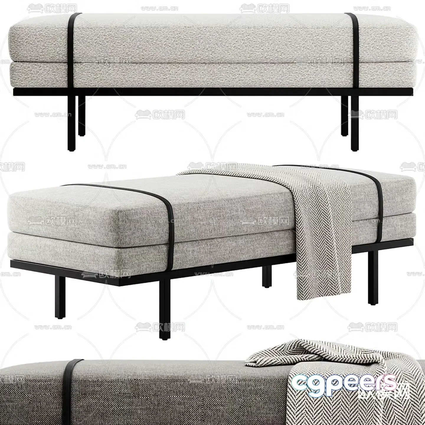 Modern footrest bedside stool 3d model