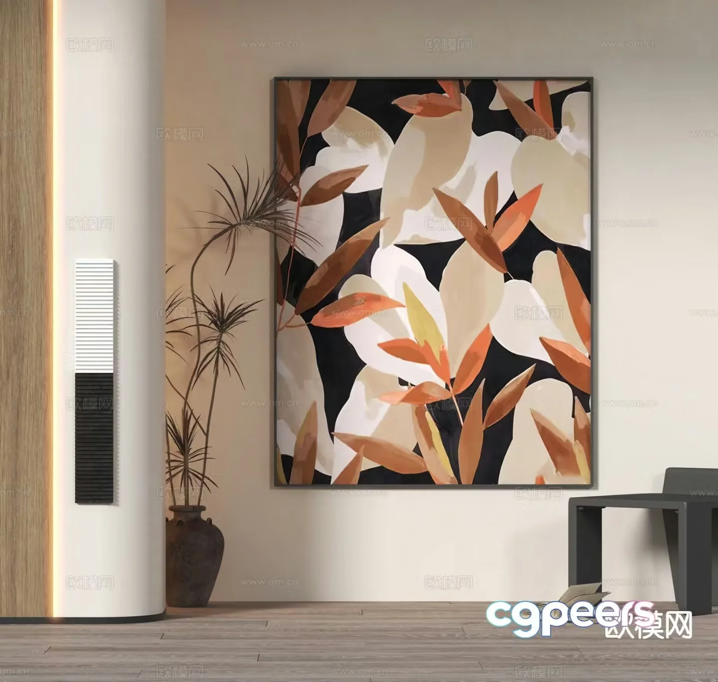 Wabi-sabi painting decorative painting hanging painting 3d model