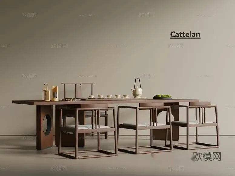 A Dining Room With A Table And Chairs 3D Model – 3712 – VRAY Render