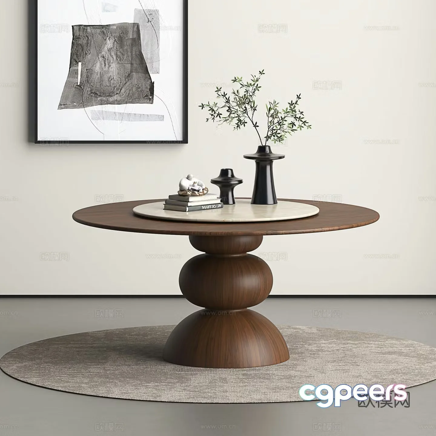Retro dining chair Wasabi style dining table Middle style dining table 3D model