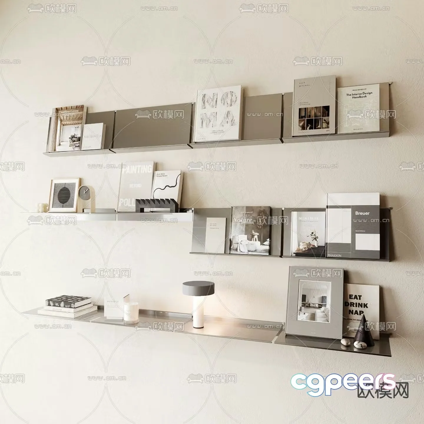 Modern wall cabinet wall mounted bookshelf magazine rack 3d model