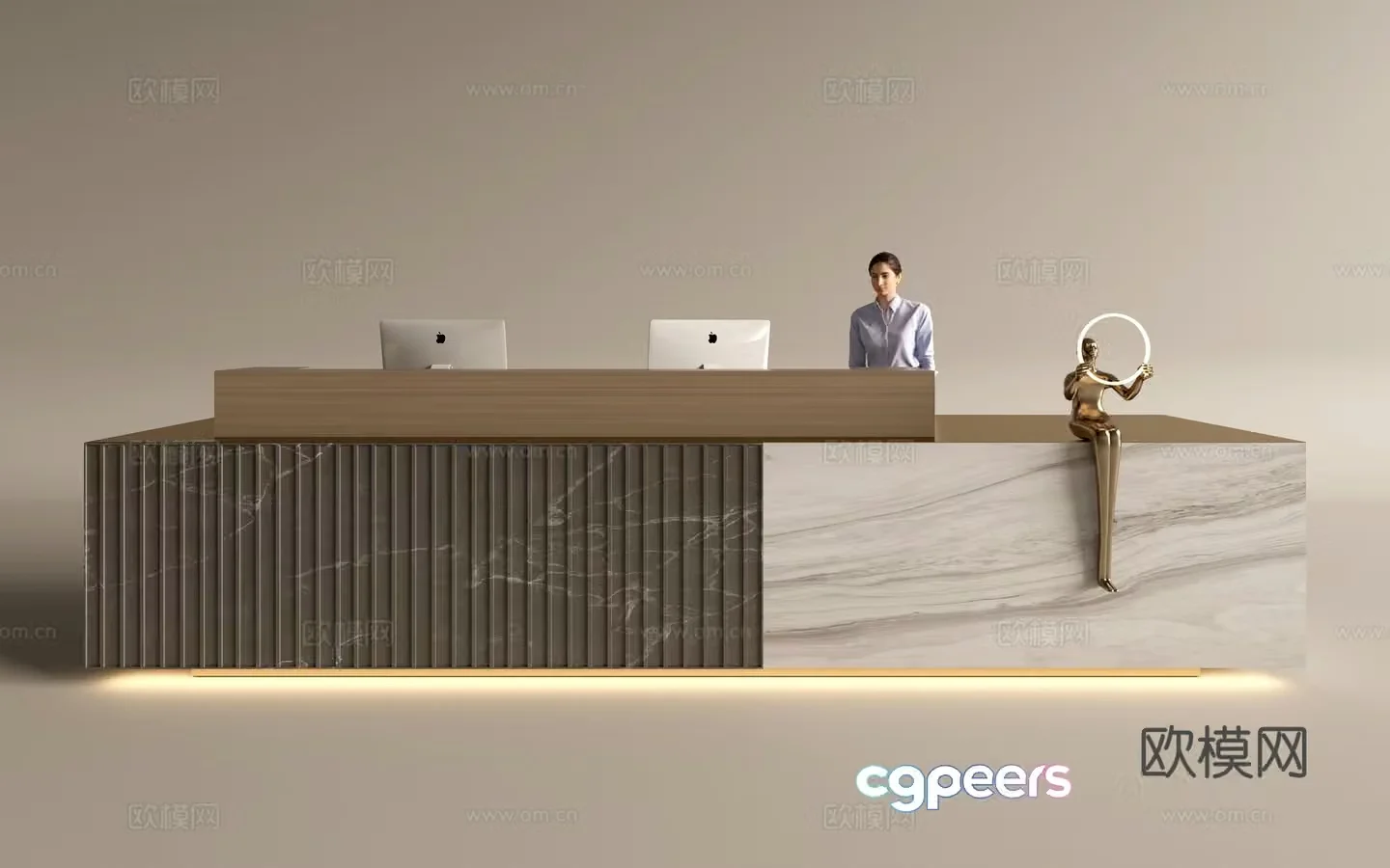 Modern company front desk reception area bar reception desk service desk 3d model