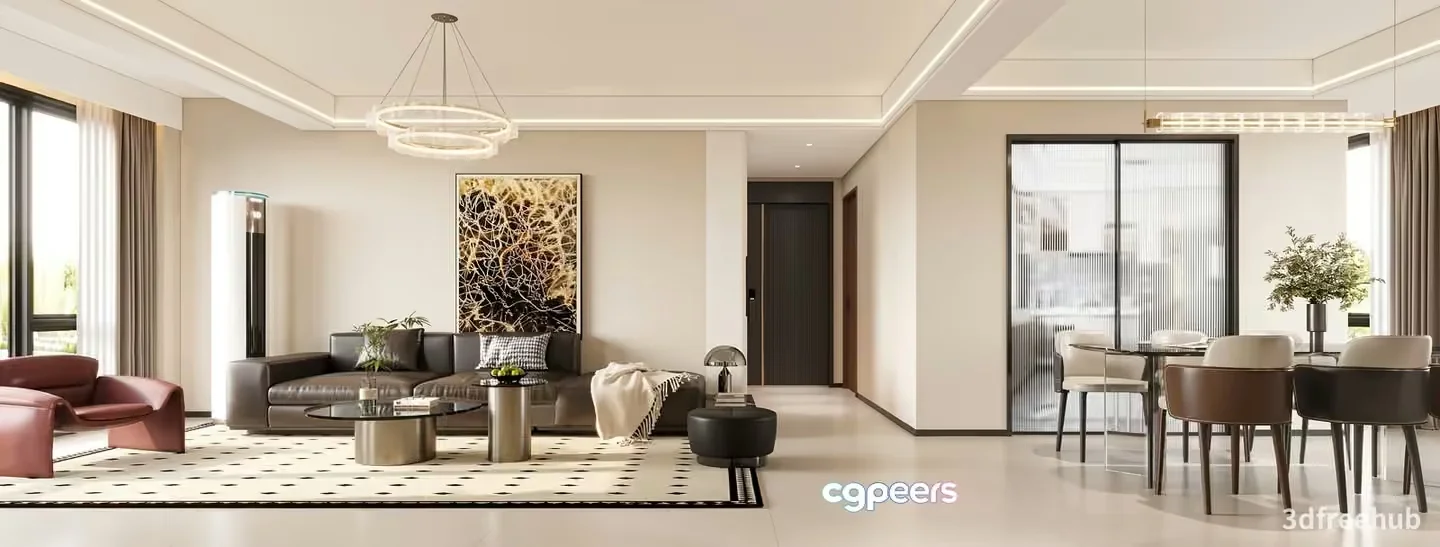 Modern Living Room 3D Model – 20878 – VRAY Render