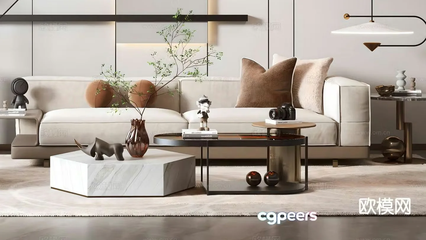 Modern leather sofa loveseat 3d model