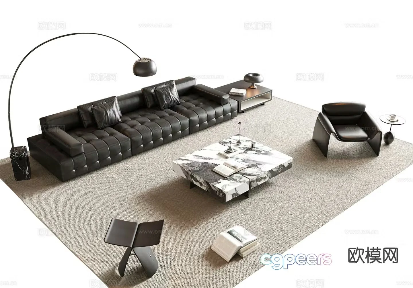 Modern leather sofa modular sofa 3d model
