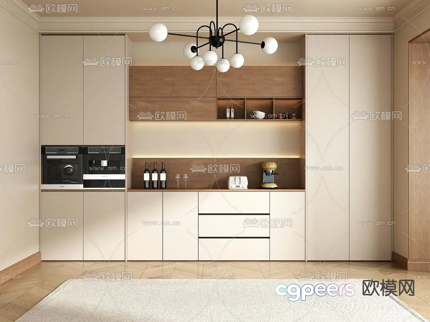 Medieval style wine cabinet and sideboard 3D model