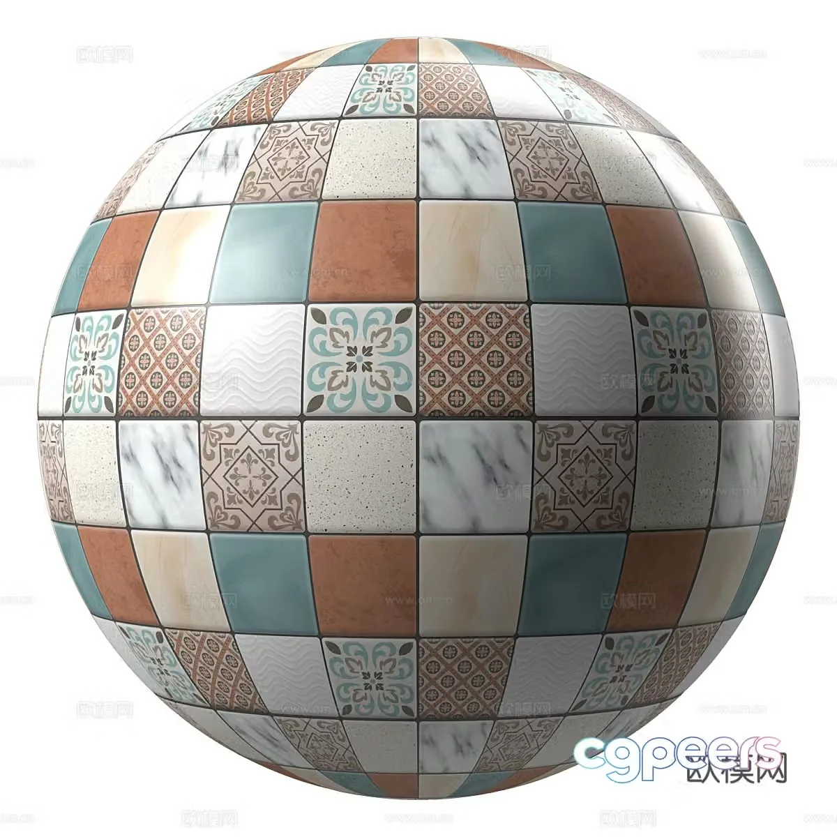 Modern flower tiles parquet tiles 3d model