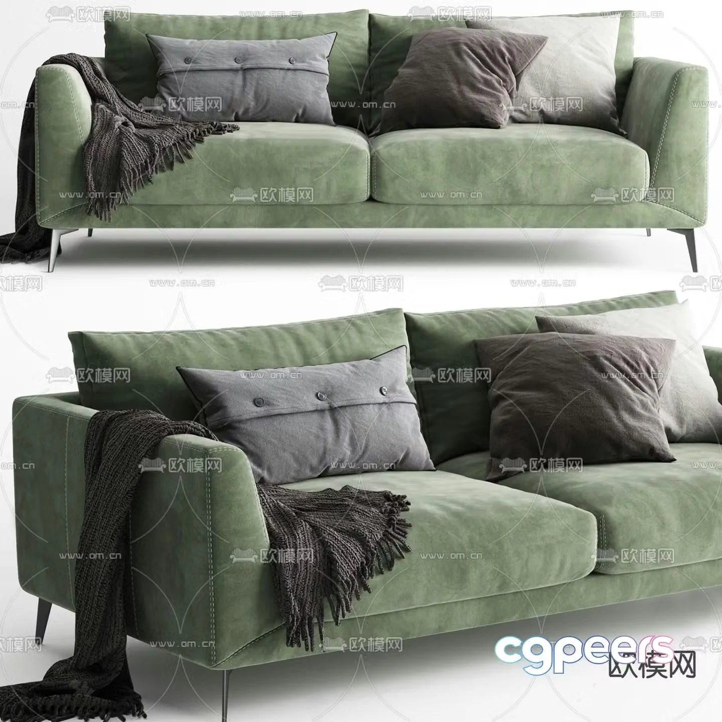 Double sofa upholstered sofa 3d model