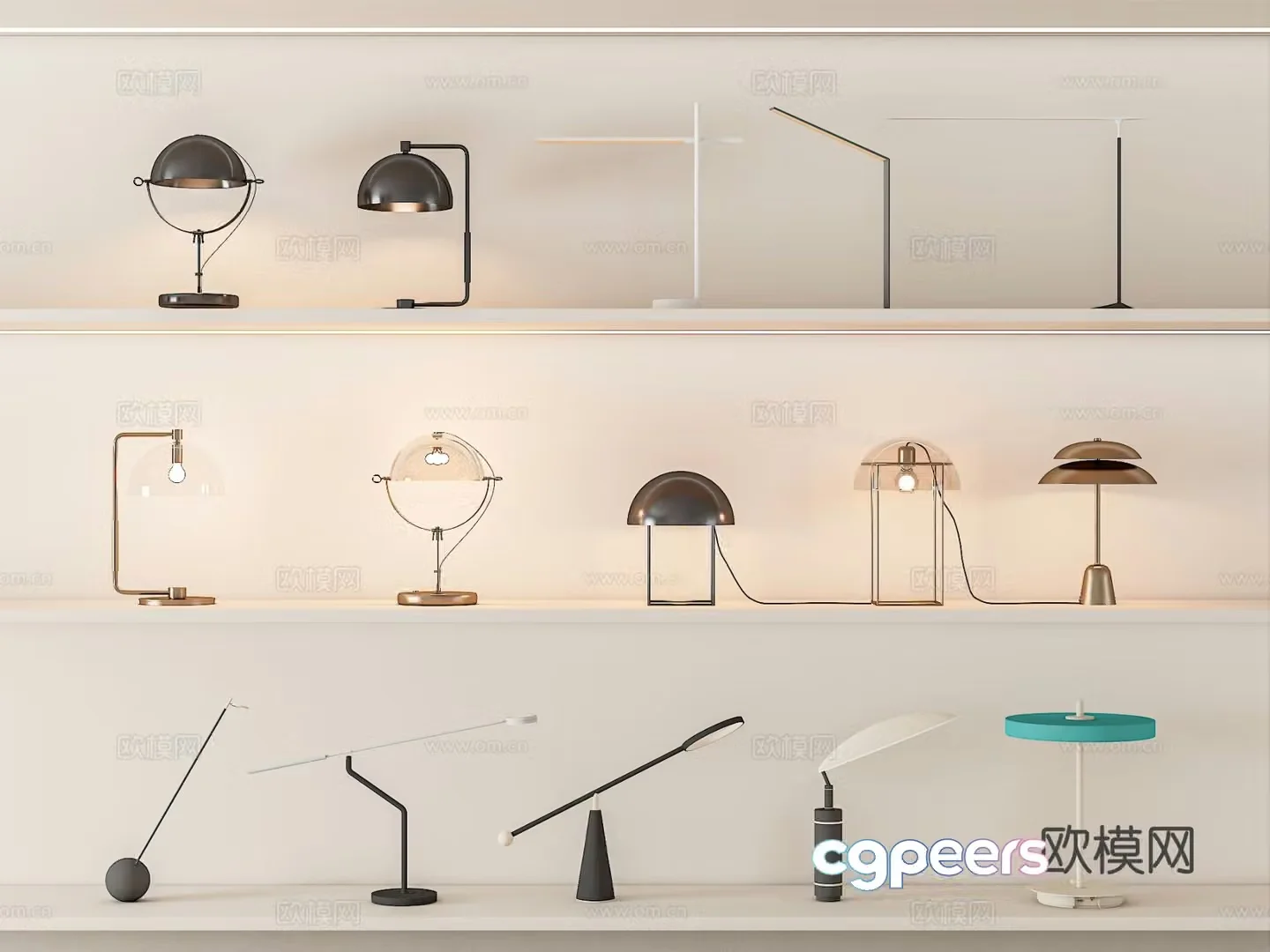 Modern desk lamp Art desk lamp Special-shaped desk lamp Glass desk lamp Metal desk lamp 3D model