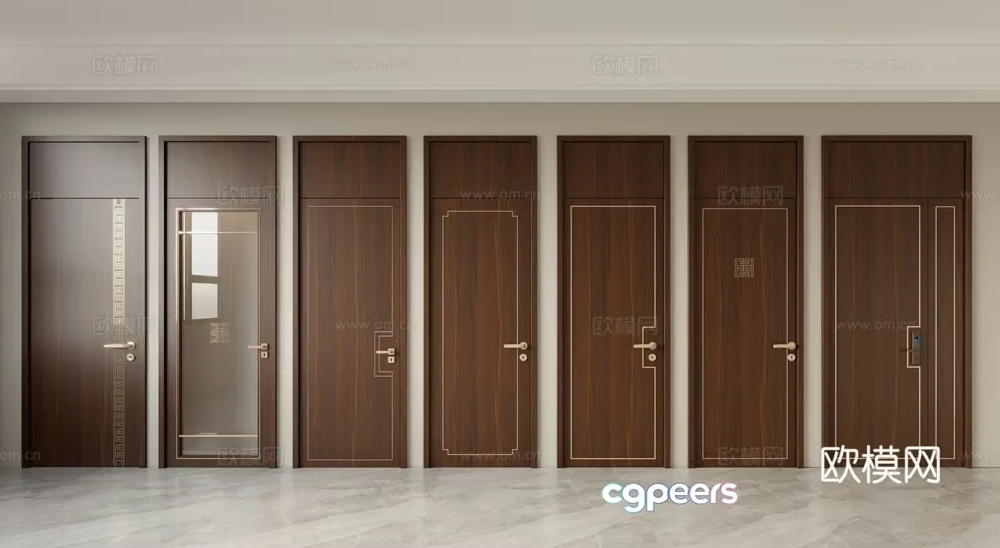 New Chinese-style 3D model of open ceiling door