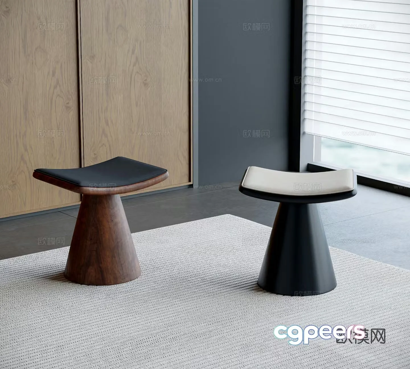 Stool low stool sitting stool 3d model