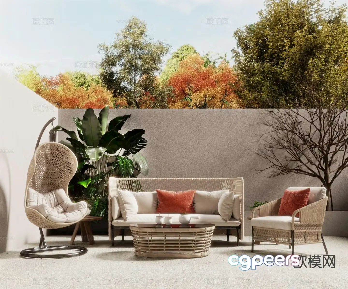 Outdoor sofa modular sofa 3d model