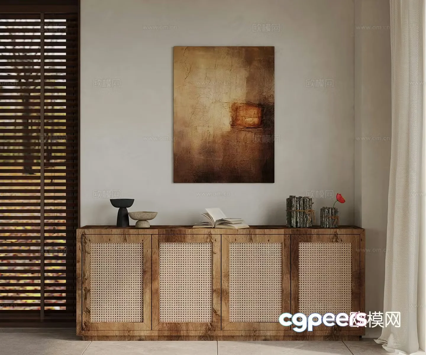 Jijifeng Entrance Cabinet Decorative Painting Ornament 3D Model