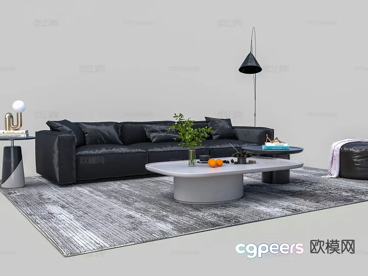 Modern polyester fabric modular sofa 3d model