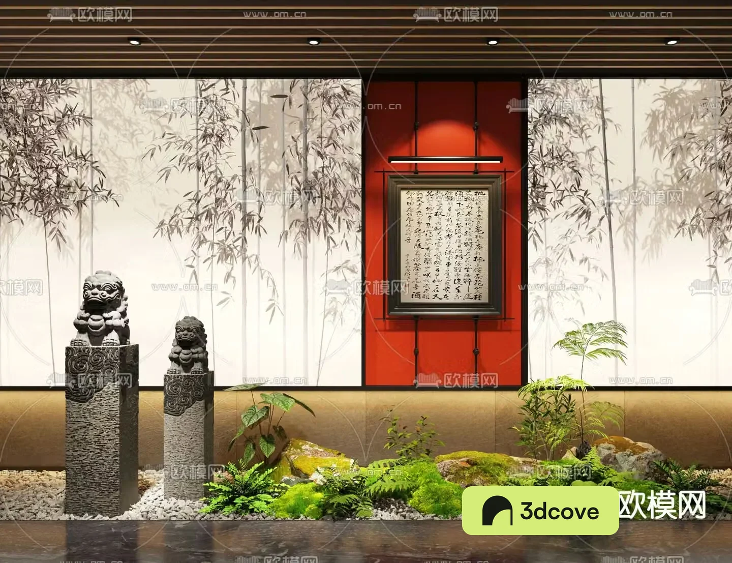 New Chinese style indoor landscaping plant landscaping