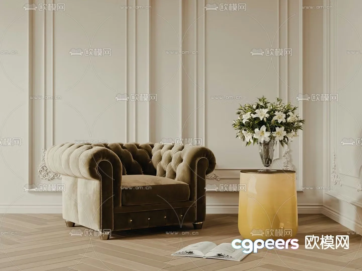 French sofa single sofa 3d model