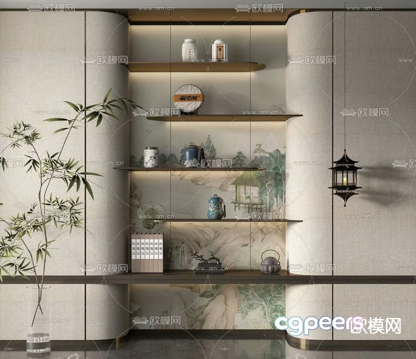 New Chinese style tea cabinet shelf 3d model