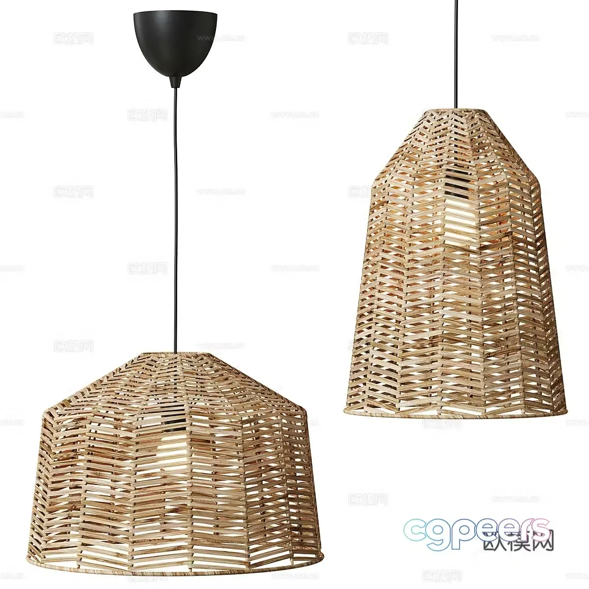 New Chinese style KAPPELAND IKEA rattan chandelier 3D model