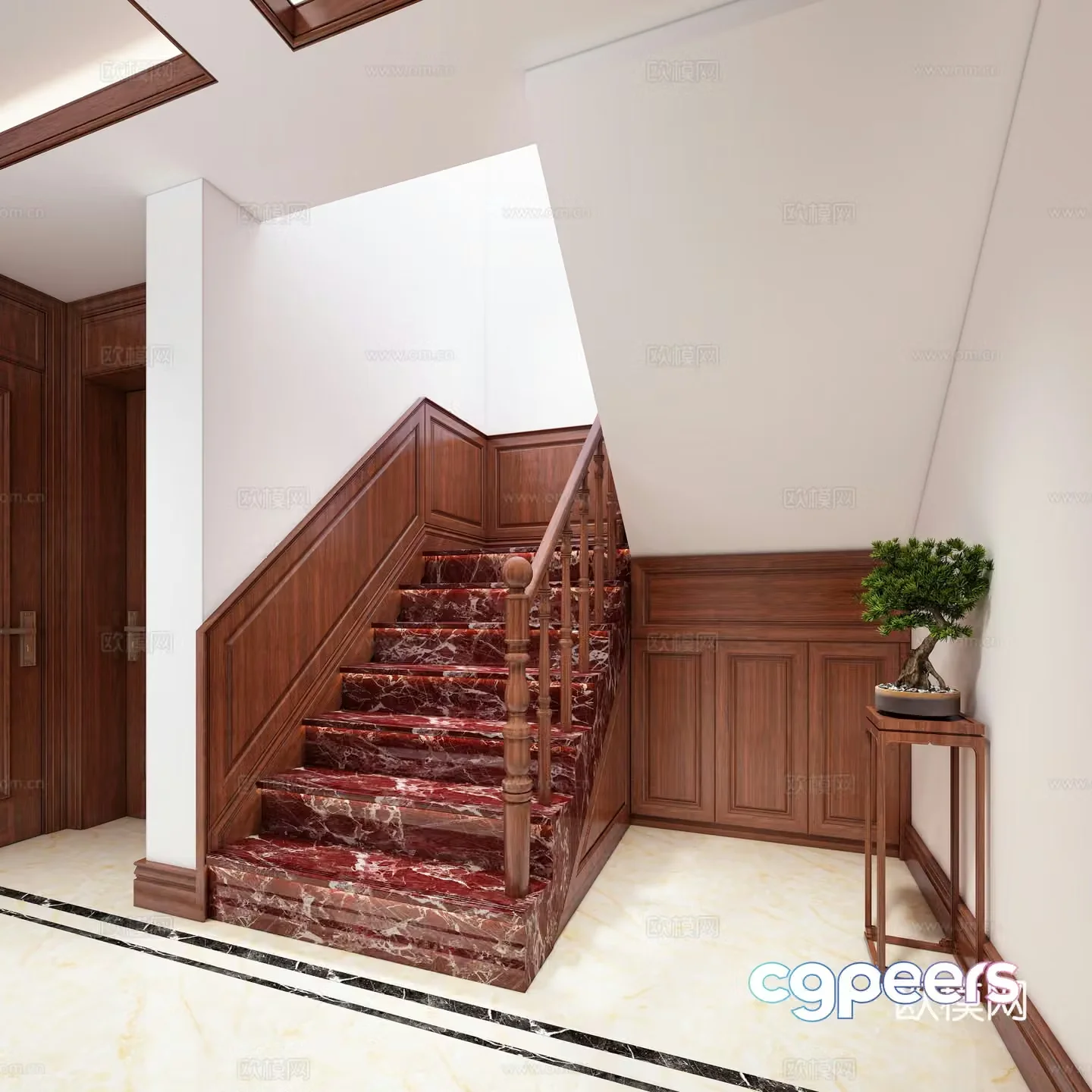 New Chinese-style Chinese-style stairwell 3D model