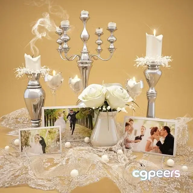 3ds Max Free – Wedding decorations with roses and candles