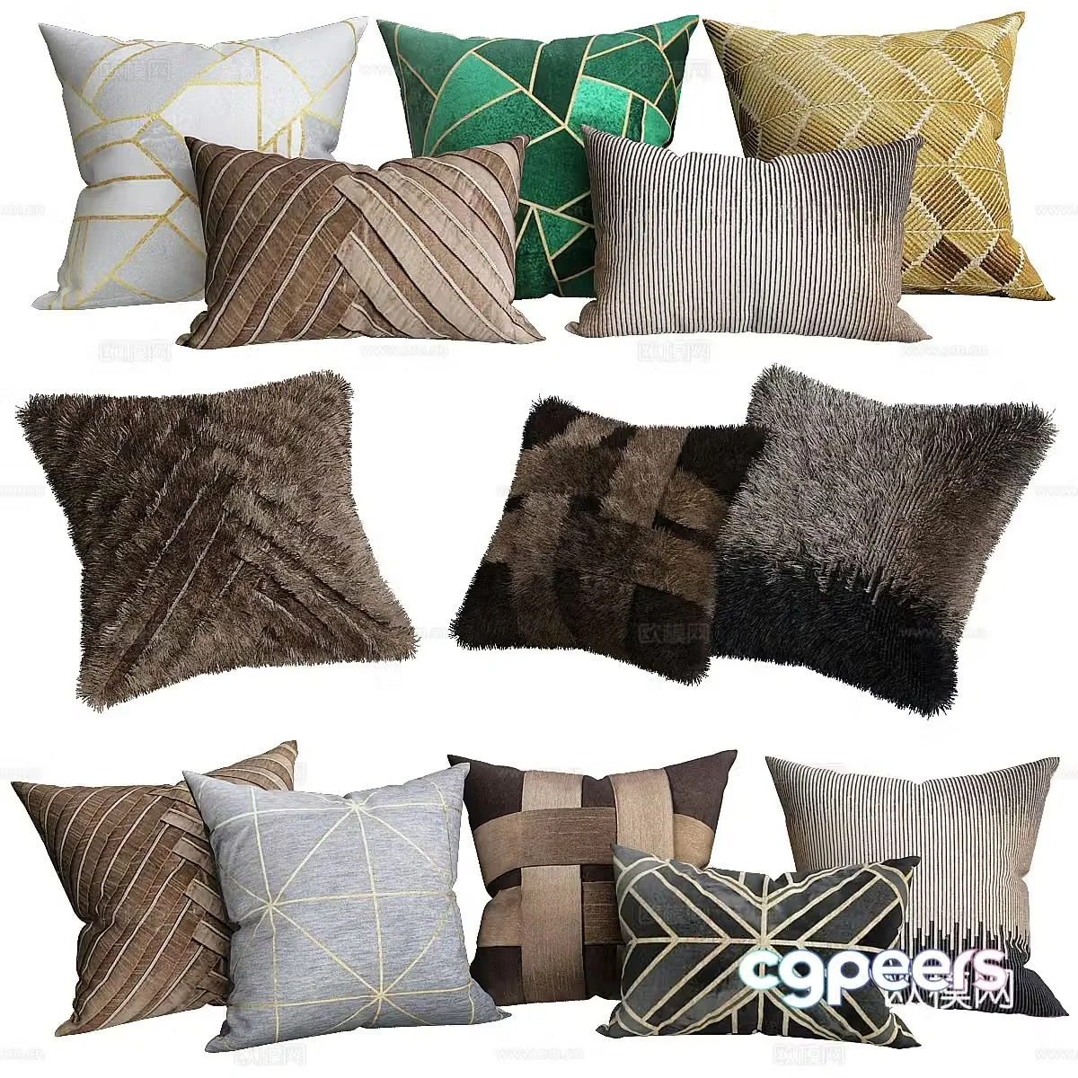 Modern light luxury fabric pillow 3D model