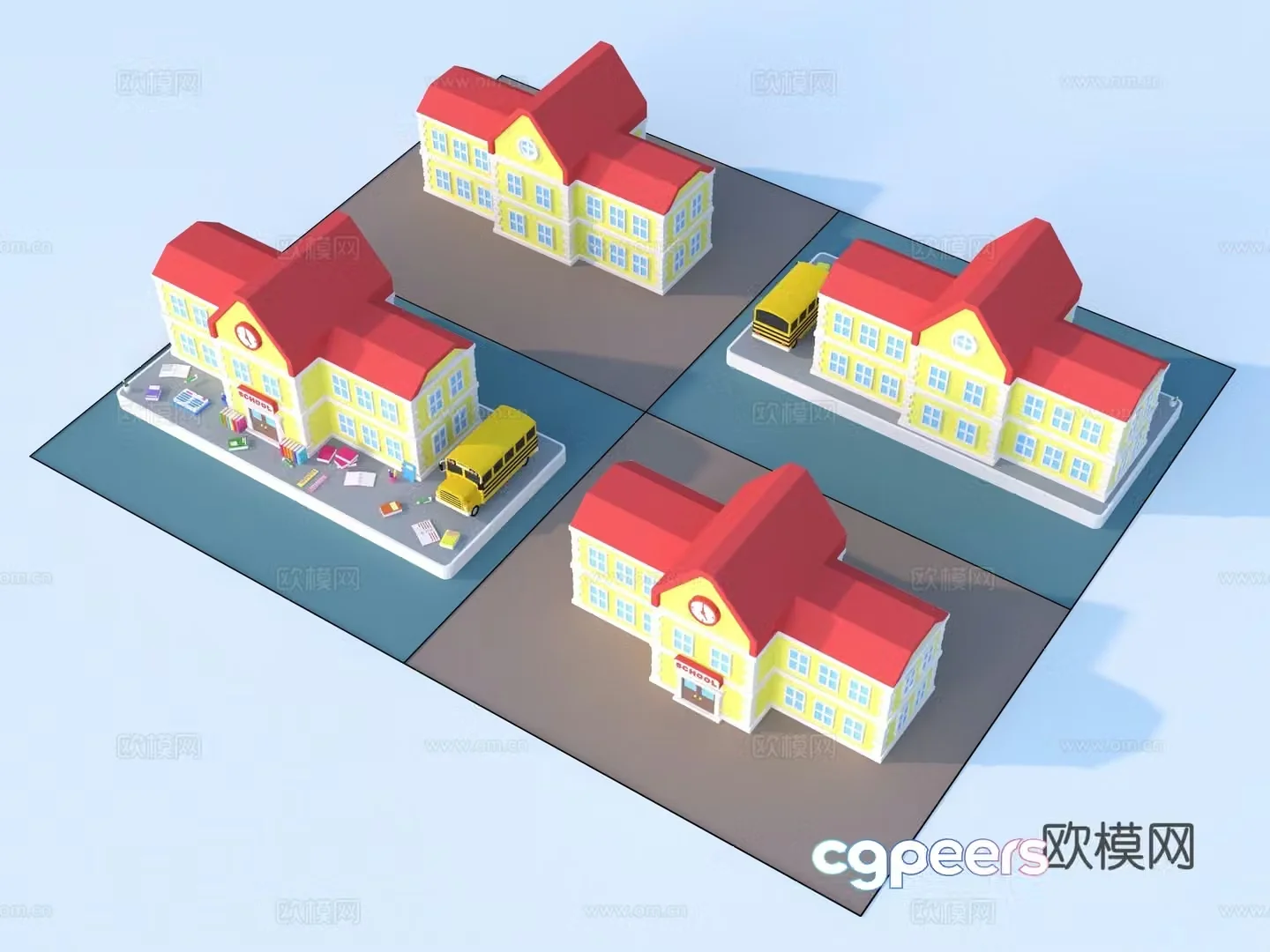 Cartoon toys architectural sketch 3d model