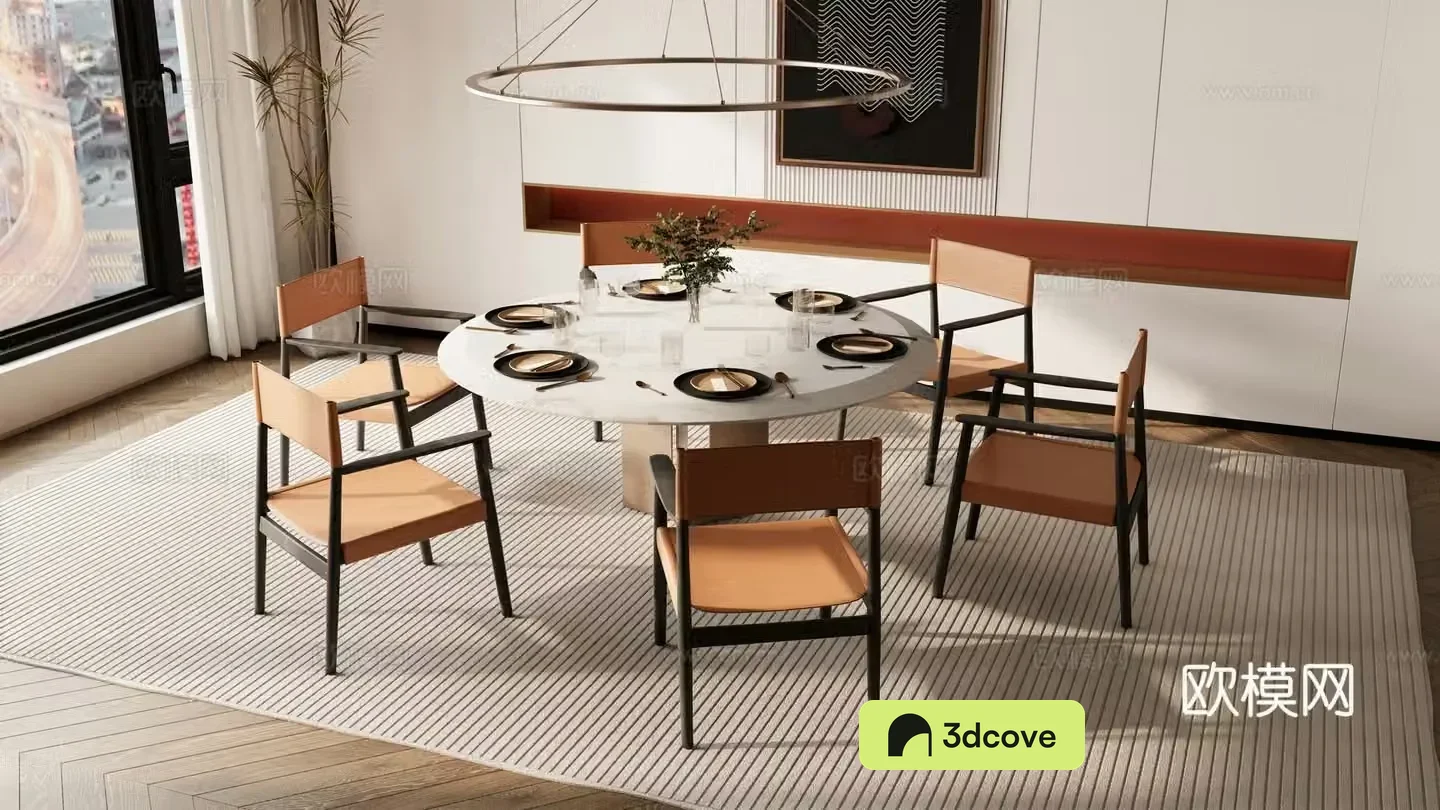 New Chinese style dining table and chairs round dining table