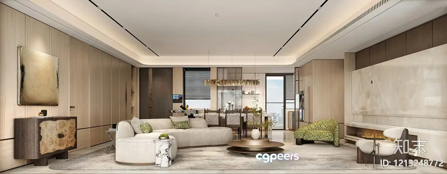 Modern Living Room 3D Model – 3299 – VRAY Render