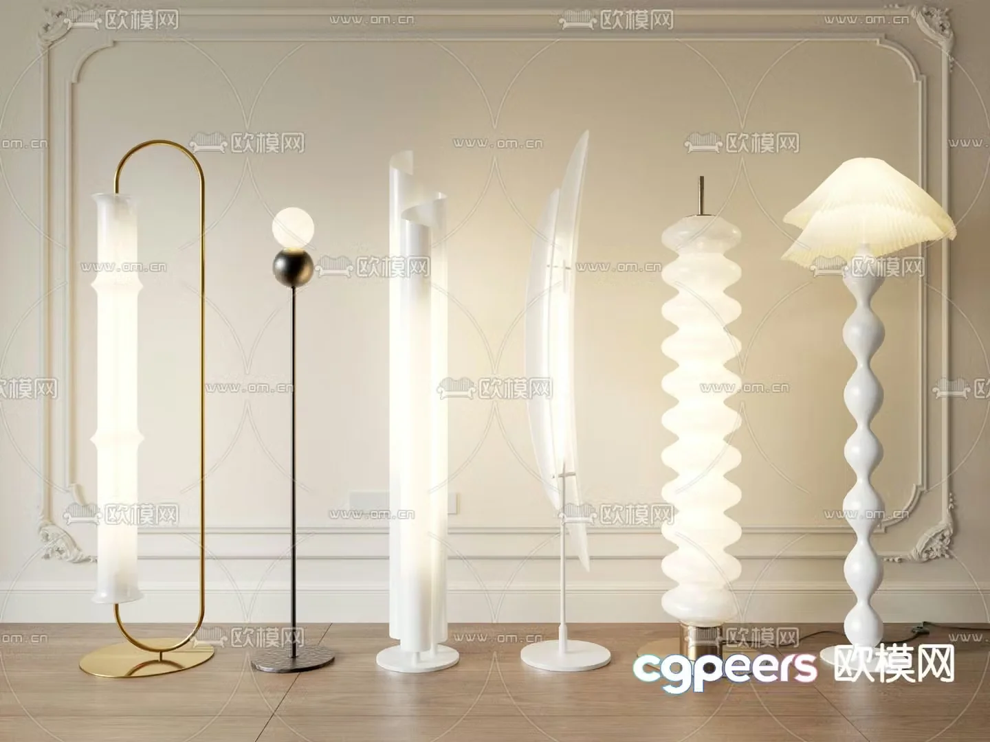 Creamy wind floor lamp 3d model